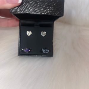 Diamond Heart Stud Earrings (1/10 ct. t.w.) in Sterling Silver & 14k Gold